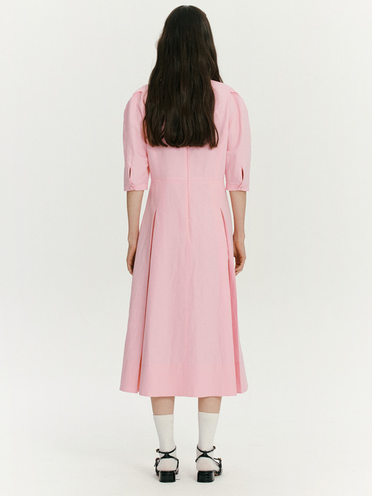 Round neck tuck dress - Pink