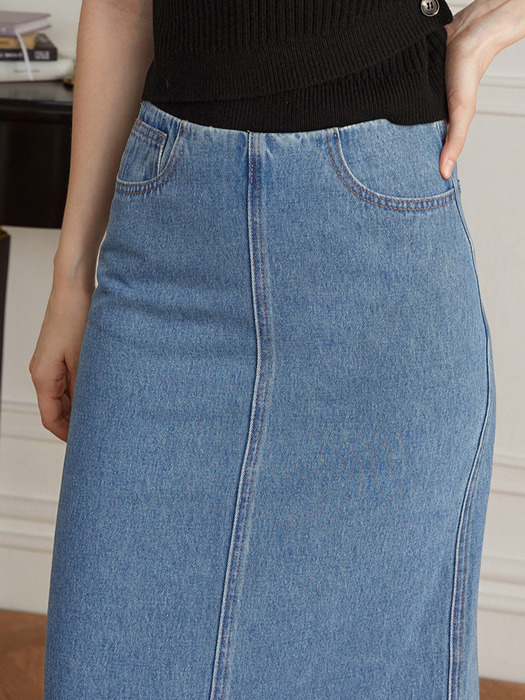 YY_Street style waist line denim skirt