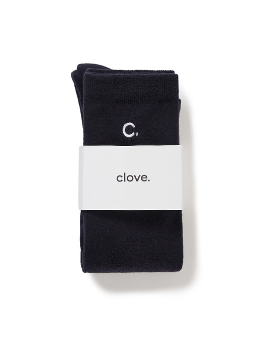 [24SS clove] Logo Knee Socks (Dark Navy)