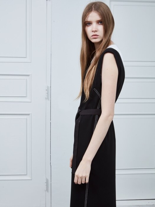 17 SUMMER_Black Sitiches Point Casual Dress