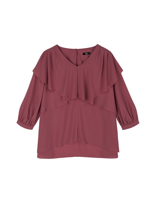 CROSS RUFFLE V NECK BLOUSE_GRAPE PINK