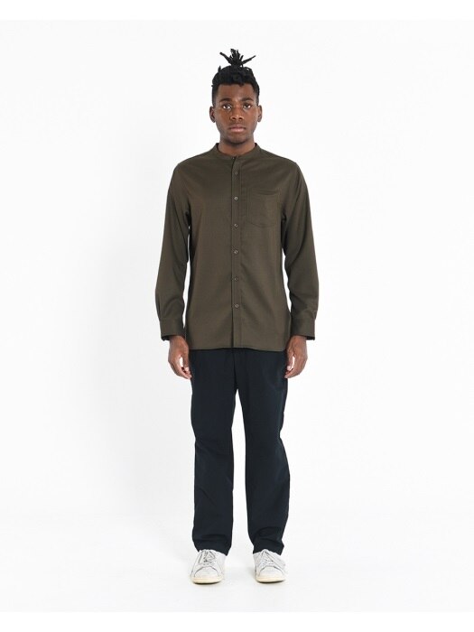18FW STANDARD STAND COLLAR SHIRT OLIVE