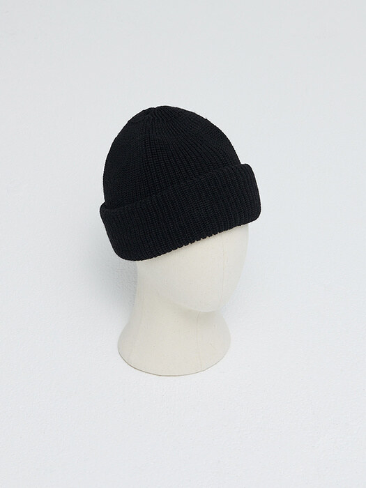 Double Fold Wool Stickcap Black