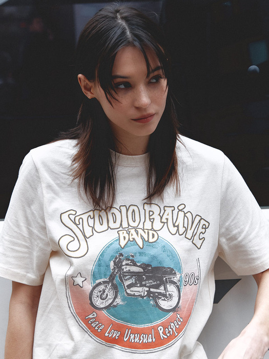 Bicycle Band T-Shirt in Cream VW4ME049-9A