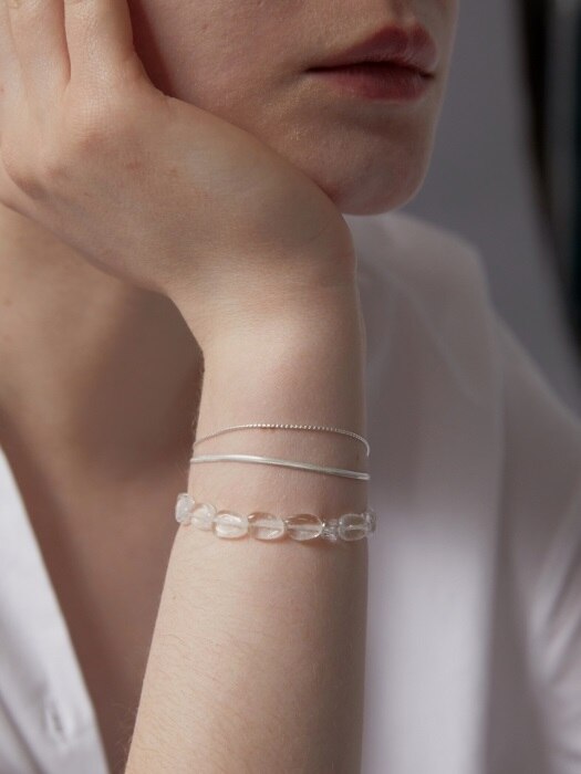 [Silver] Two Silver Chain Layered Bracelet