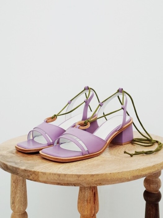 Wood ring strap sandals L.violet