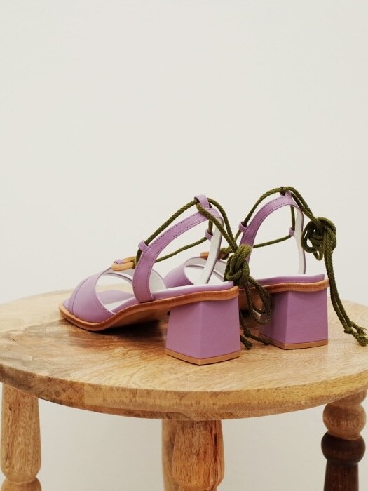 Wood ring strap sandals L.violet