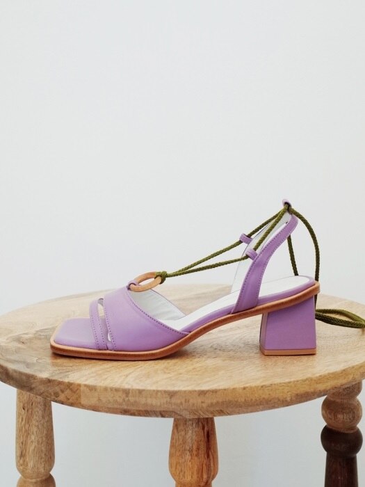 Wood ring strap sandals L.violet