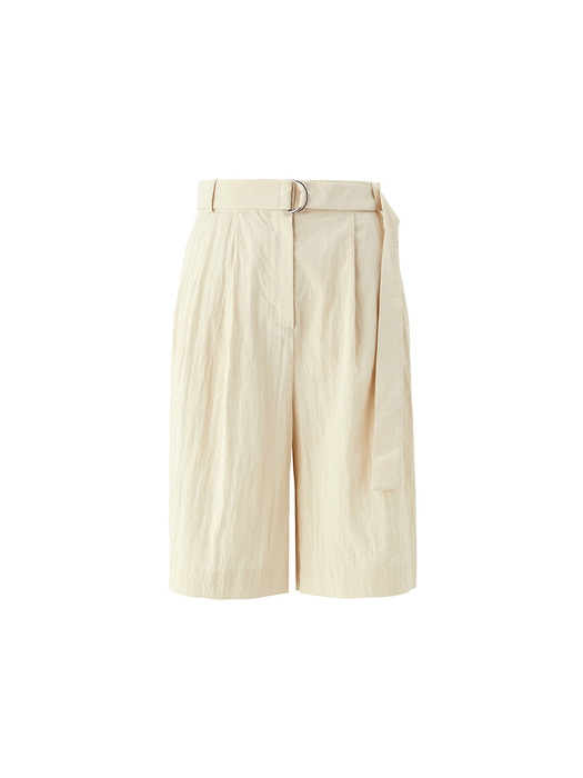 Two tuck half pants - Butter cream