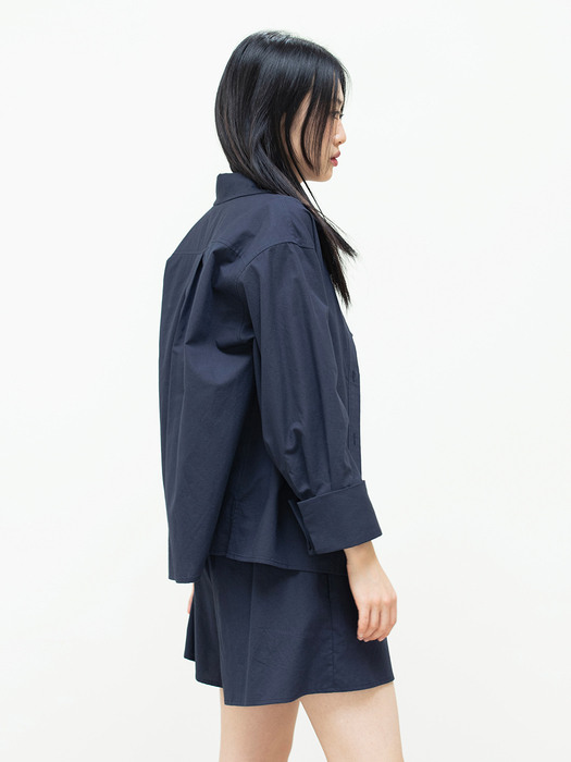 CLASSIC ROLLED-UP SHIRTS_LINNEN NAVY