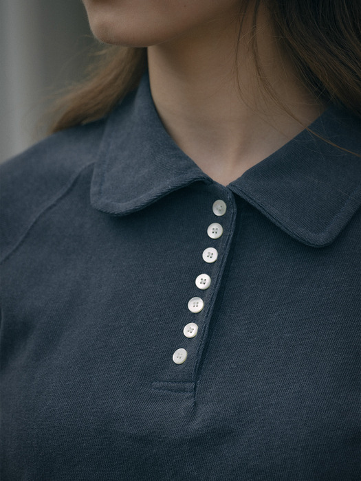 Collar point half sweatshirt_Navy