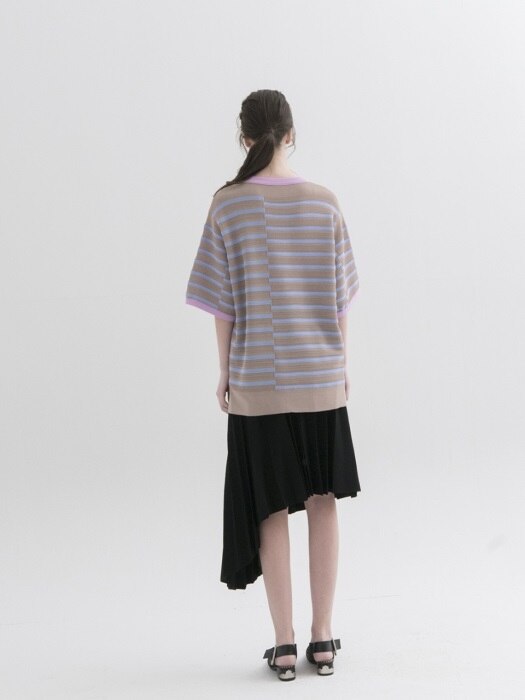 Multicolor Stripes Boxy Pullover - BEIGE