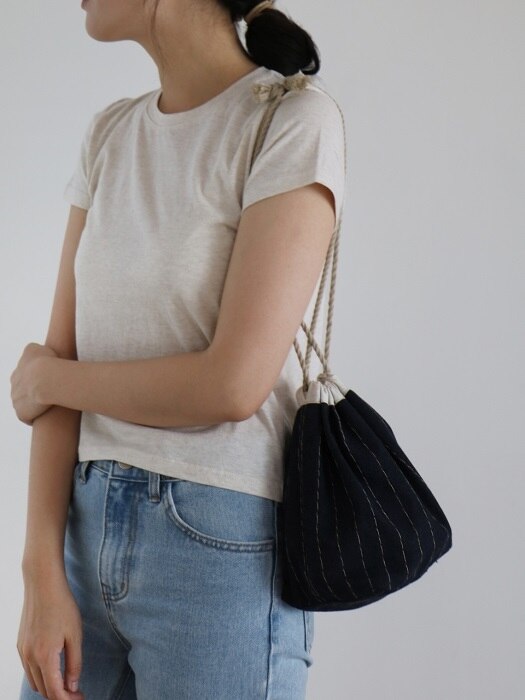 Linen pouch bag _navy