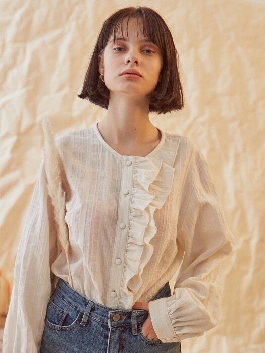 2 FRILL BLOUSE  IVORY