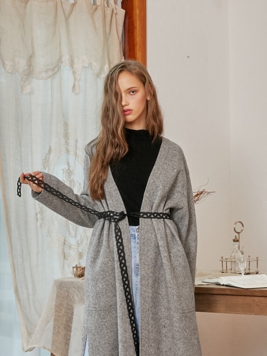 V-nect Wool Coat_Gray