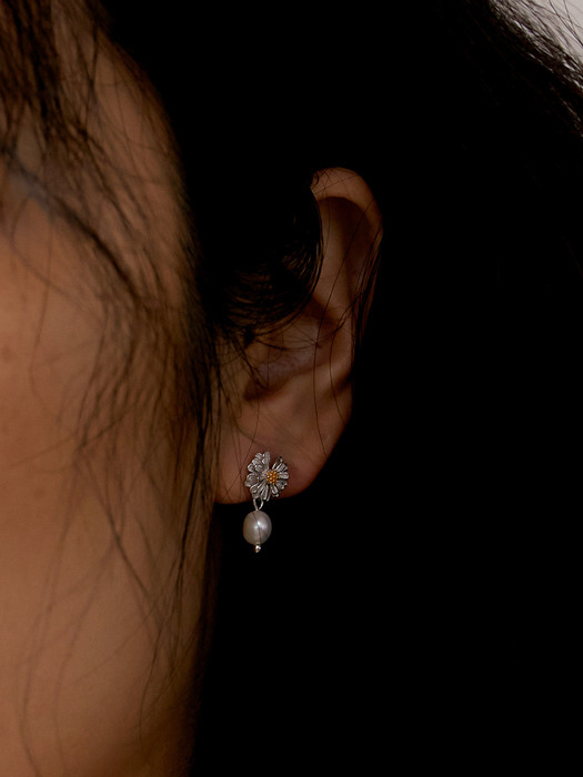 [silver925]Dandelion pearl earring