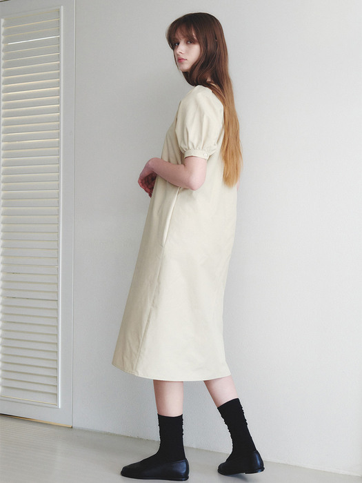 Pintuck Long Dress - Beige