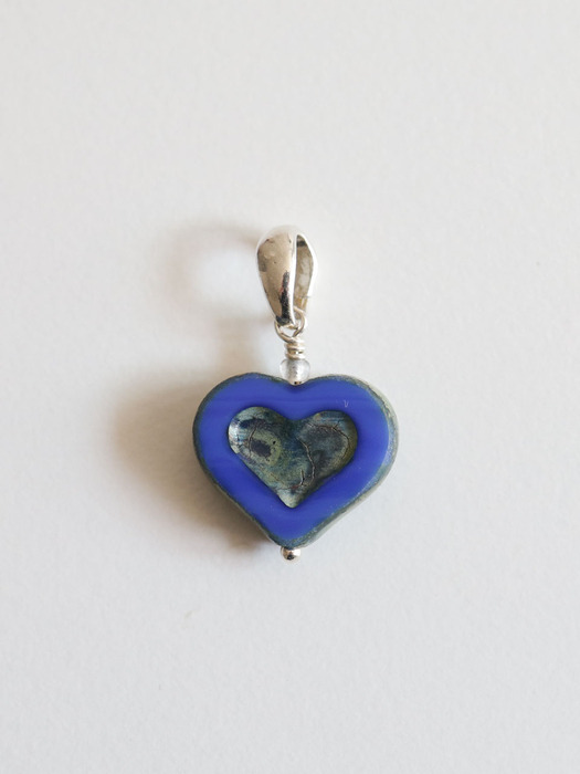Vintage glass heart pendant (3color)