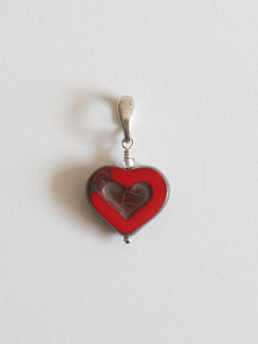 Vintage glass heart pendant (3color)