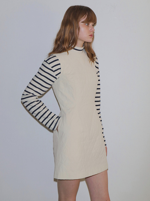 QUILTED MINI DRESS / IVORY