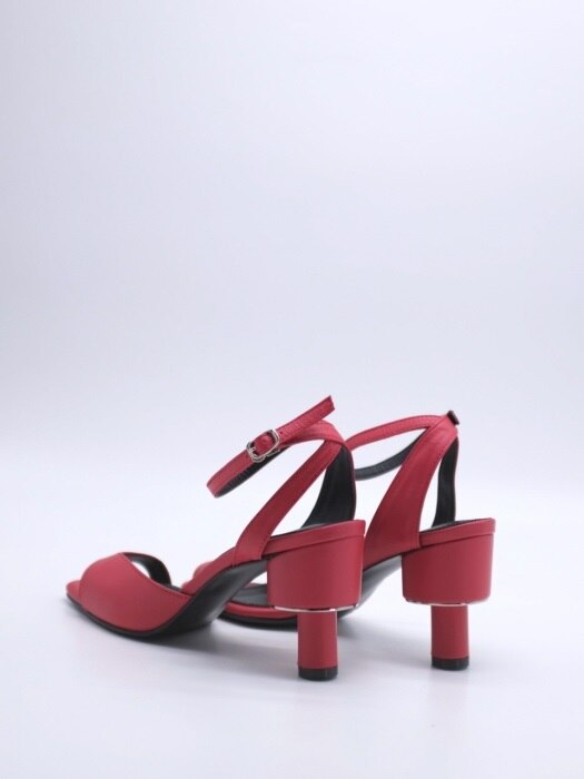 ASYMMETRY ANKLE STRAP 70 SANDALS IN RED LEATHER