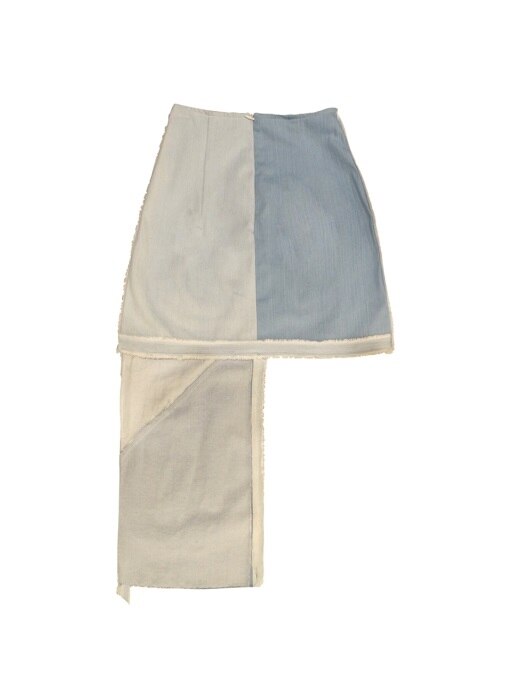 MIX DENIM UNBALANCE SKIRT