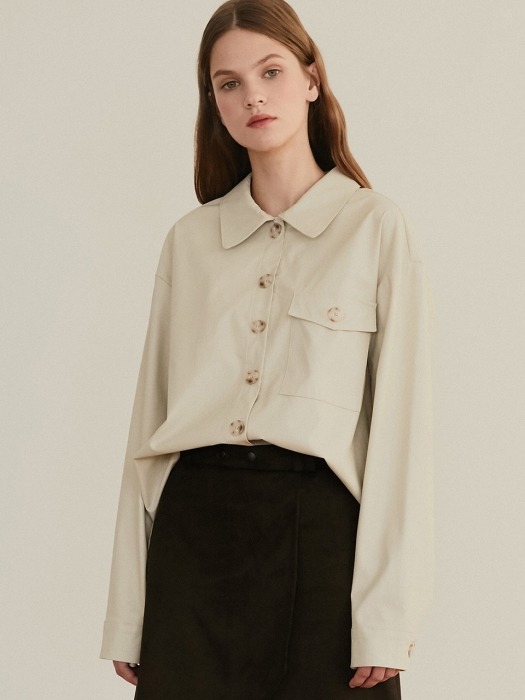 monts 979 imitation leather blouse (light beige)