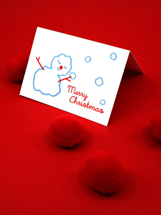 포근한 눈사람 크리스마스 레터프레스 미니카드