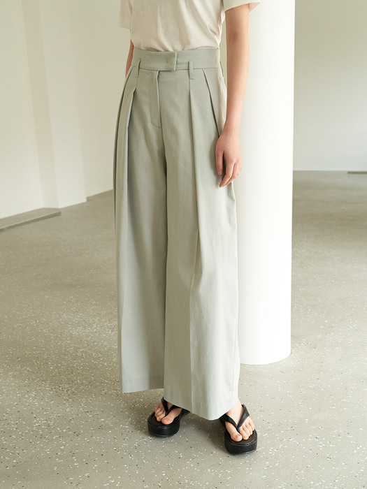TOR TWO TUCK WIDE COTTON TROUSER_2 COLOR