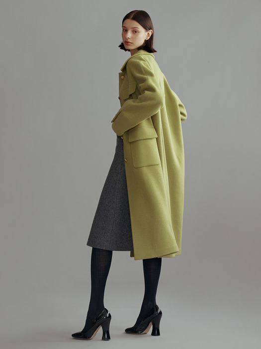 BAKER H-line wool long coat (Olive green)