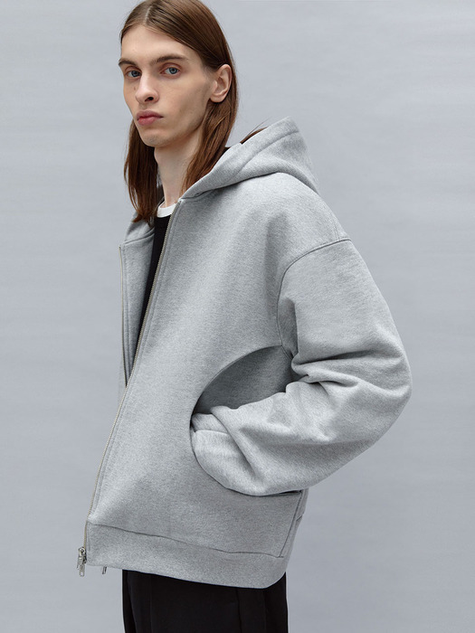 round pocket hoodie (grey)