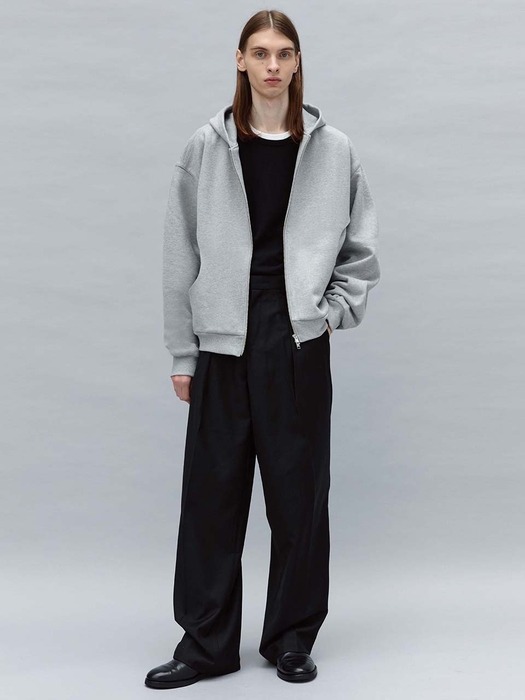 round pocket hoodie (grey)