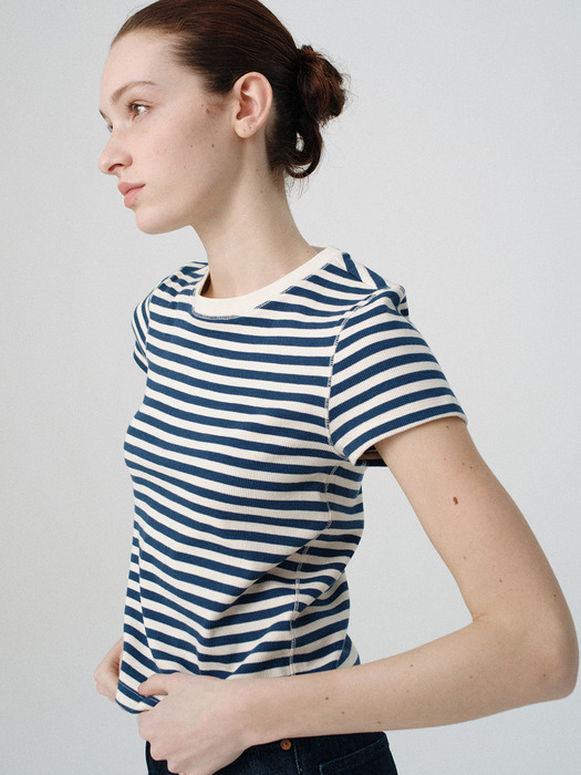 Pippa stripe rib t-shirt (Ivory navy)