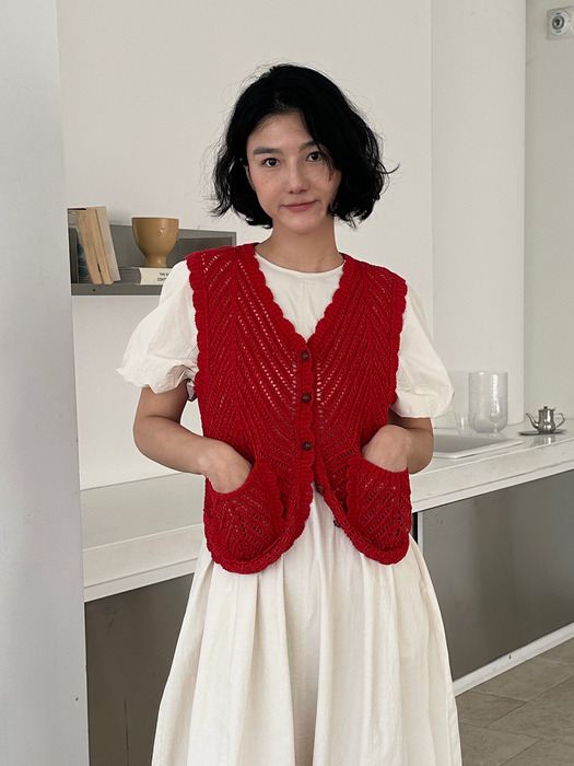 Scallop Crochet Button Knit Vest VC2433KV302M