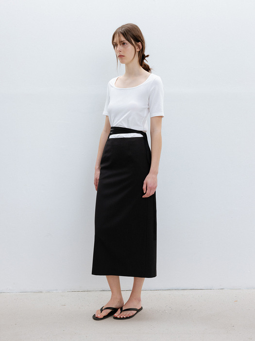 Stripe Maxi Skirt_Black