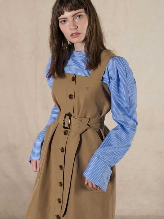 SINGLE BUTTON TRENCH DRESS (beige)