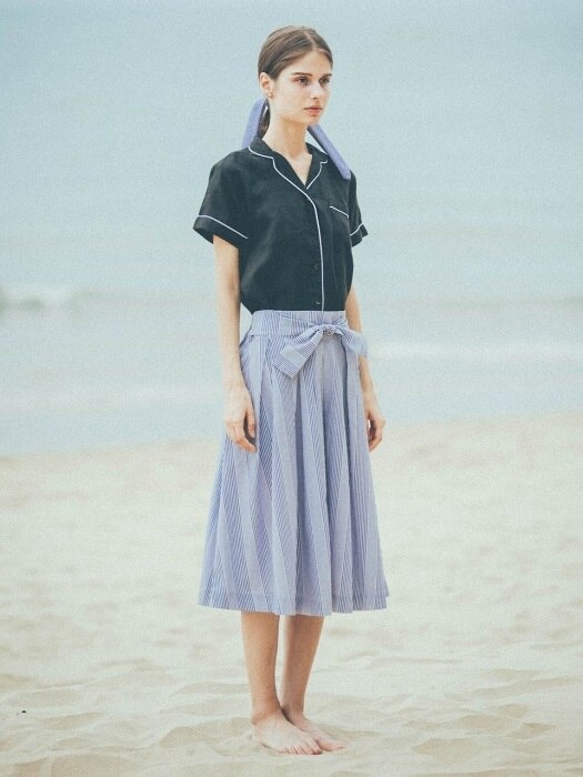 Flare Ribbon Skirt (Grey)