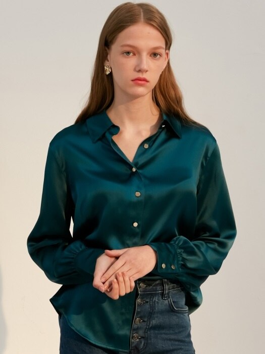[실크100%]comos54 silk basic blouse (green)