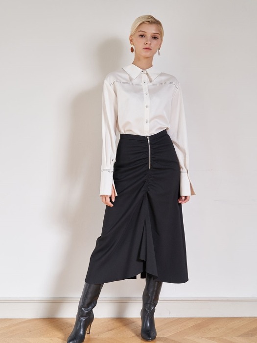 Shirring Button Skirt (Button)