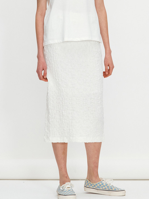Crinkle slit skirt - White