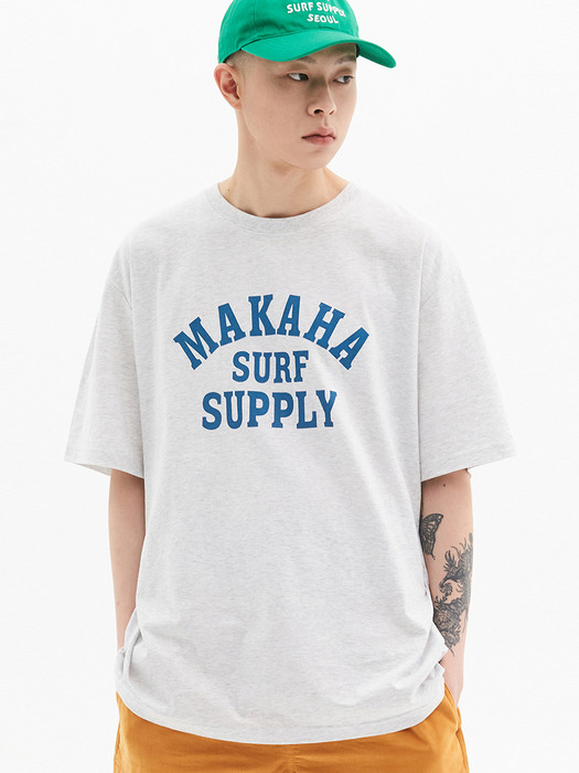 MAKAHA SURF SUPPLY T-SHIRTS / WHITE MELANGE