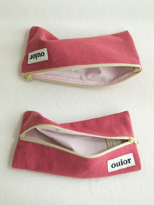 ouior flat pencil case - raspberry (middle zipper)