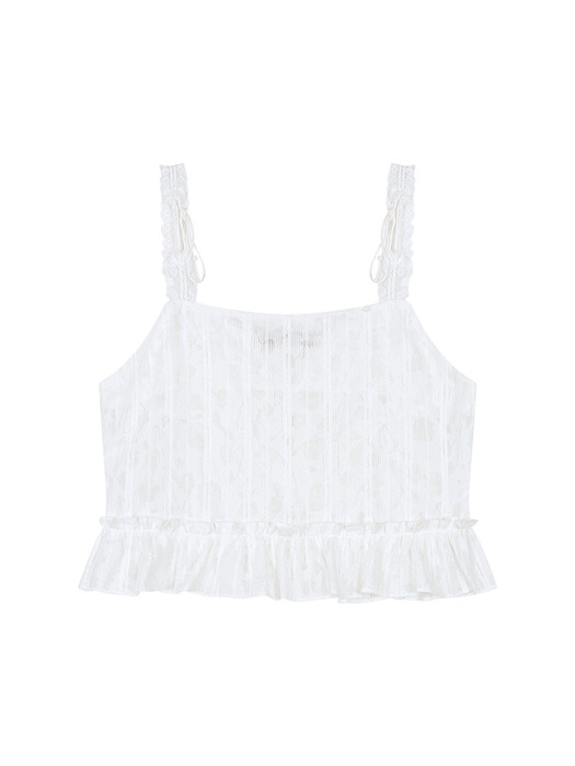 LACE FRILL SLEEVELESS TOP (WHITE)