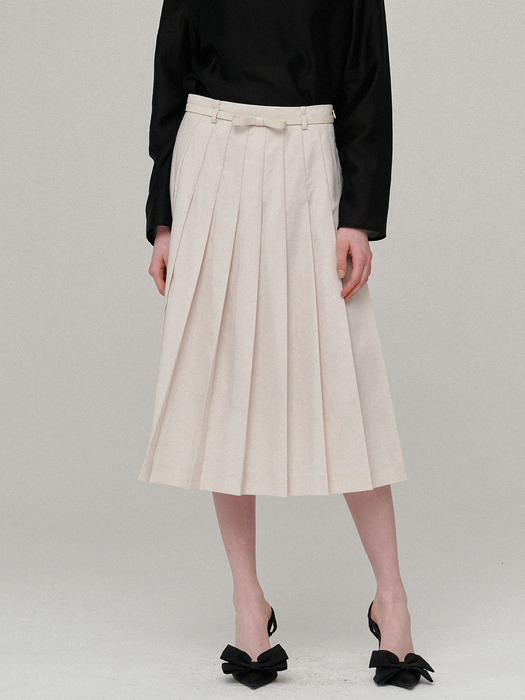 Fixed pleated skirt - Cream