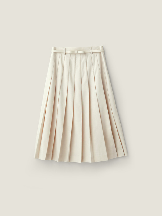 Fixed pleated skirt - Cream