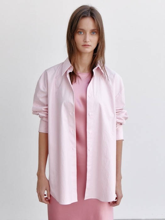 Cotton Twill Overfit Shirts, Pink