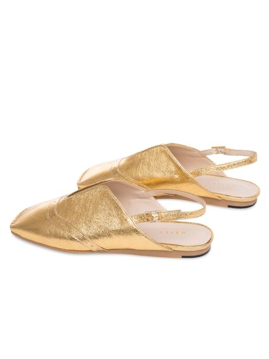 Lady wing tip slingback flats_gold