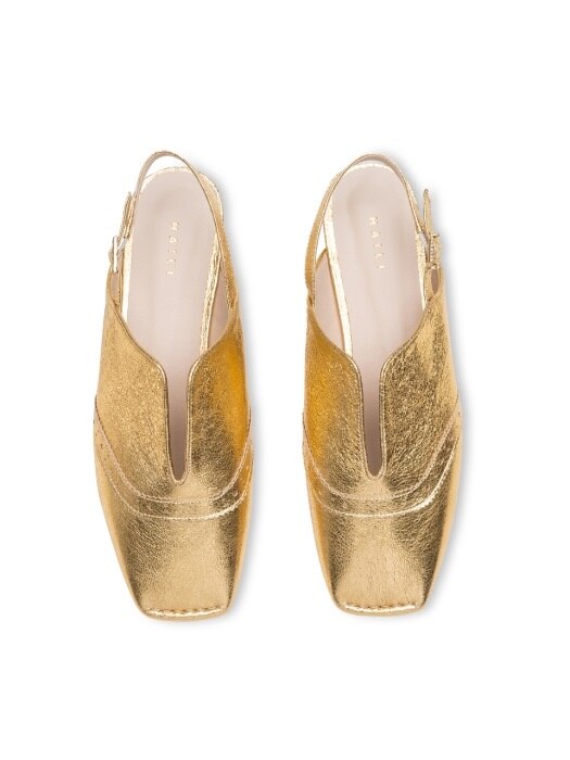 Lady wing tip slingback flats_gold
