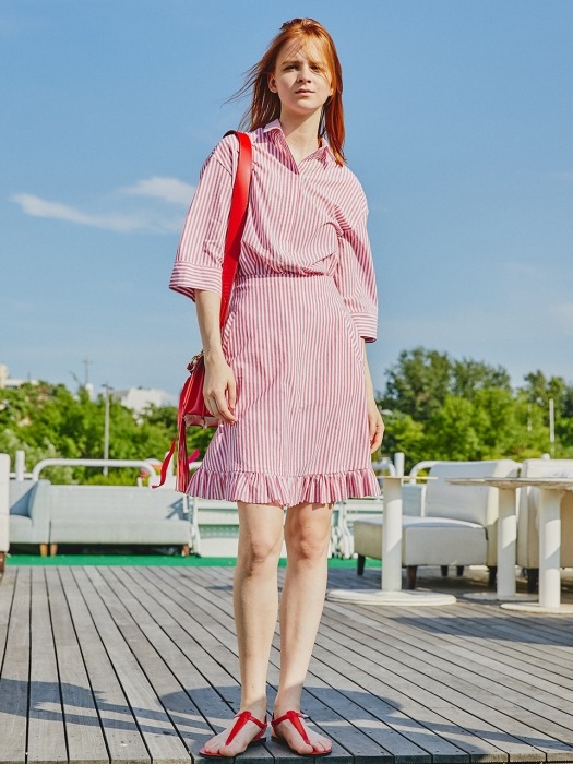 Stripe Summer Ruffle Skirts_Red