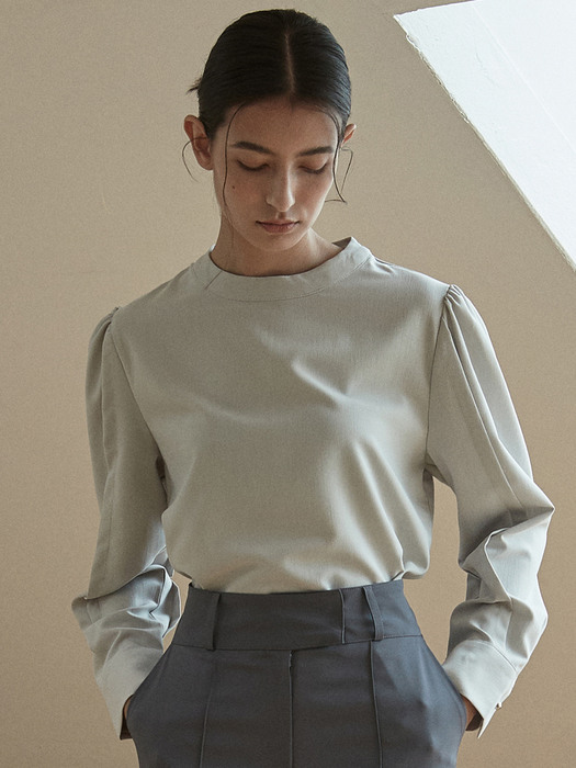 422 sleeve point puff blouse (gray)